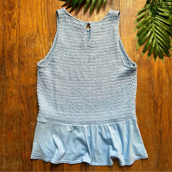 INC Baby Blue Sleeveless Peplum Blouse - Picture 3 of 3